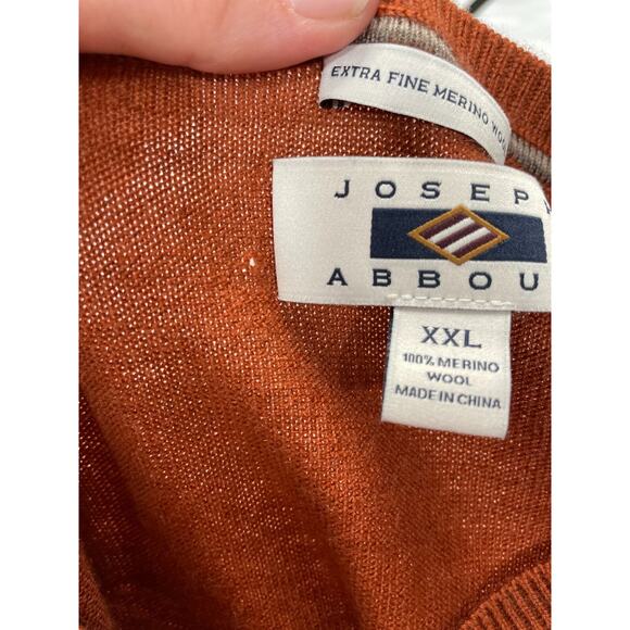Joseph Abboud XXL Extra Fine Merino Wool V-Neck Sweater Rust Brown - Picture 4 of 9